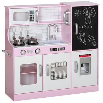 OEM Cocina Para Ni&ntilde;os De +3 A&ntilde;os Con Accesorios Para Cocinar Pizarra M&aacute;quina De Hielo Y Tel&eacute;fono 83,8x26,8x81 Cm Rosa