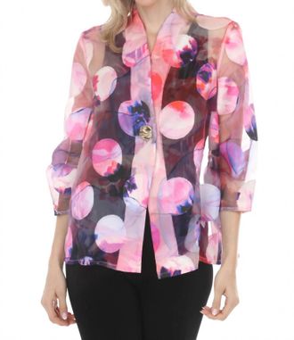Joseph Ribkoff Polka Dots Sheer Jacket In Multi Floral