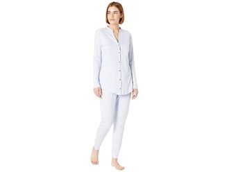Hanro Pure Essence Long Sleeve Pajama Set Womens Pajama Sets Blue Glow : XS, Cotton