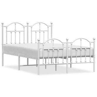 Berkfield Home Metal Bed Frame with Headboard & Footboard White 120x200 cm | Size: Small Double