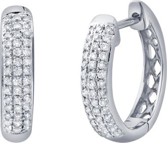 LuvMyJewelry Halo Loop 0.25 Ct 14K Gold Diamond Huggies