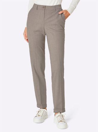 COSMA B&uuml;gelfaltenhose COSMA, Damen, Gr. 38, Normalgr&ouml;ssen, beige (sand, meliert), 50% Wolle, 34% Polyester, 15% Viskose, 1% Elasthan, unifarben, lang, Hosen