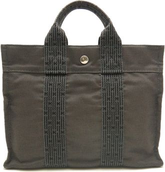 Herm&egrave;s Gray Polyester Tote Bag (Pre-Owned)