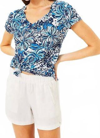 Lilly Pulitzer Meredith V Neck Tee In Low Tide Navy Pandarama