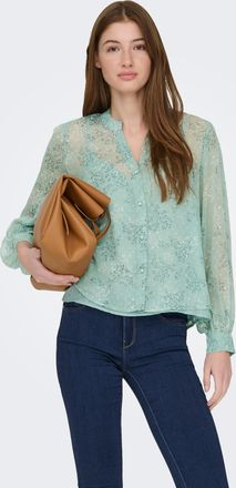 Only Langarmbluse ONLY ONLTESSA ELIZA L/S SHIRT WVN CS, Damen, Gr. XL, granite gr&uuml;n aop:gr&uuml;n love, Web, Obermaterial: 100% Polyester, bedruckt, regular fit