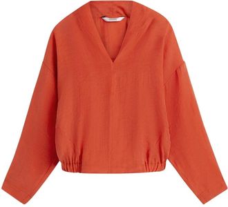 Summum Summum - Top met V-hals - 2s 3528-12492 - Dames - Blouses - Oranje - S - Polyester - Overhemden