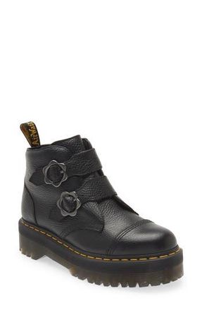 Dr. Martens Devon Flower Platform Bootie in Black at Nordstrom Rack, Size 8Us/ 6Uk
