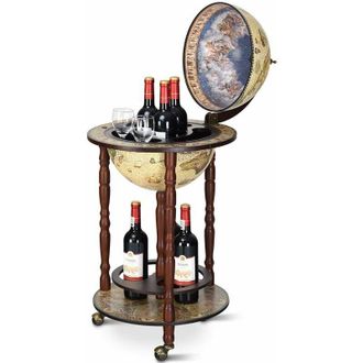 Costway Mappamondo Bar con Ruote Mobili, Porta Liquori Stile Retr&ograve; (Beige 45 x 45 x 88cm) - Costway