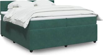 vidaXL Vidaxl - Cama Box Spring Con Colch&oacute;n Terciopelo Verde Oscuro 200x200 Cm