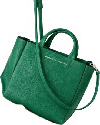 Ampersand As Apostrophe Womens Micro Tote Leather Bag In Emerald Green
