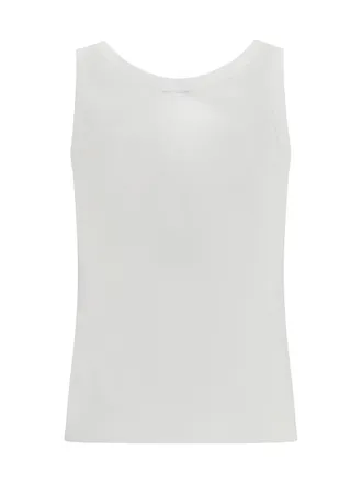Versace Logo-Patched Ribbed Stretch Tank Top - White