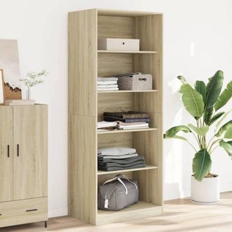Berkfield Home Wardrobe Sonoma Oak 80x50x200 cm Engineered Wood in Brown | Size: 80 x 50 x 200 cm