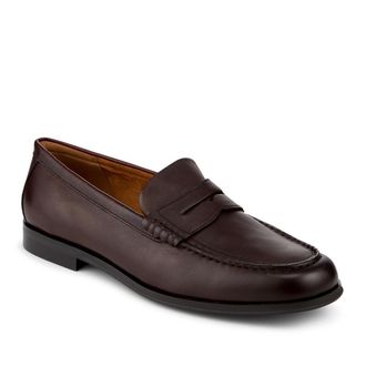 Jones Bootmaker Mens Quadir Slip On Leather Penny Loafers - Dark Brown - Size UK 10
