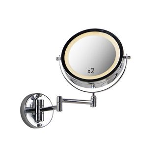 QAZQA Moderno Espejo De Pared De Dise&ntilde;o Cromado Con Led Regulable De C&aacute;lido A Fr&iacute;o Ajustable Ip44 - Vicino Acero Redonda Incluye Led Max. 2 X 1 Watt - Qazqa