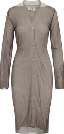 Maison Margiela Neutrale Toon Wollen Trui - Dames - Lange truien - Beige - M - Wol - Truien & Vesten