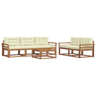 vidaXL Conjunto De Sof&aacute;s De Exterior Con Coj&iacute;n 6 Pcs Natural Y Crema Vidaxl