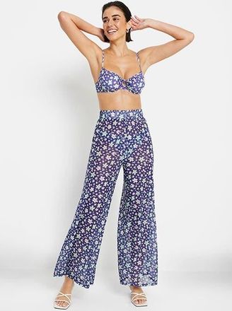 Lascana Womens Floral Sheer Cover Up Pants in Blue Floral at Nordstrom, Size 8