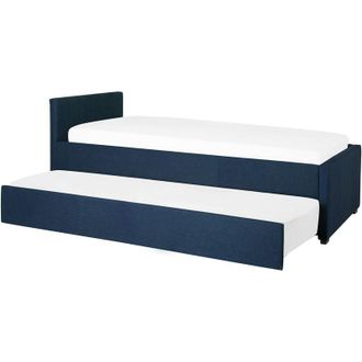 Beliani Cama nido tapizada en tela azul tamaño pequeño 80 x 200 cm cama para invitados Marmande