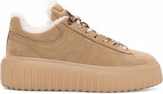 Hogan H-Stripes High-Top Sneaker - Dames - Sneakers - Beige - 39 EU - Leer - Schoenen