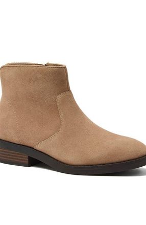 Lands End Detailed Suede Zip Ankle Booties in Taupe at Nordstrom, Size 6.5