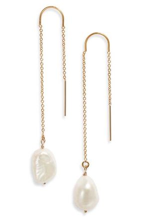 Set & Stones Sabina Keshi Pearl Threader Earrings in Gold at Nordstrom