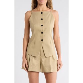 Madewell Harlow Square Neck Drapey Twill Vest in Heritage Khaki at Nordstrom Rack, Size 14