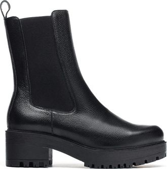 Wonders Zwarte leren enkellaars met elastische zijpanelen - Dames - Chelseaboots - Zwart - 41 EU - Leer - Schoenen