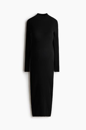H&M MAMA Rib-knit turtleneck dress - Schwarz