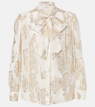 Chlo&eacute; Chlo&eacute; Floral fil coup&eacute; silk-blend lam&eacute; blouse