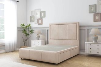 Sloomy Lancaster Naples Divan Base 4 Drawers-26 Headboard & 12 Footboard in Light Sand | Size: Small Double