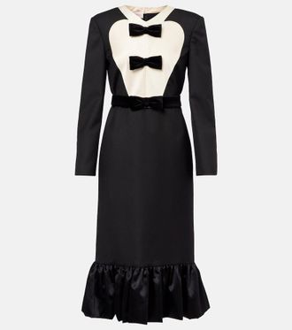 Valentino Bow-detail virgin wool midi dress