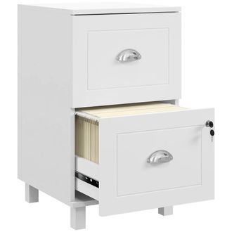 OEM Archivador Con Cerradura Y 2 Cajones Barras Ajustables Para Carpetas A4 Y Carta Dise&ntilde;o Compacto 40x41,5x67,5 Cm Blanco