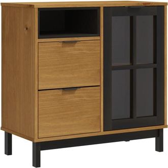 vidaXL Sideboard with Glass Door flam 80x40x80 cm Solid Wood Pine Vidaxl