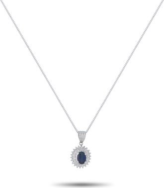 Luxury Bazaar Platinum 0.22ct Diamond and Sapphire Pendant Necklace MF06-041426