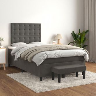 vidaXL Cama Box Spring Con Colch&oacute;n Terciopelo Gris Oscuro 120x200 Cm Vidaxl