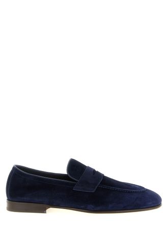 Brunello Cucinelli Blue Calfskin Slip-On Mens Loafers