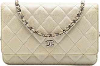 Chanel Pre-owned Wallet on Chain - Dames - Vintage Schoudertas - Geel - ONE Size - Leer - Vintage
