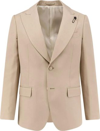 Lardini Jassen, Heren, Bruin, XL, Enkelrijige Blazer