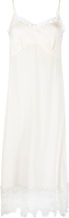 Simone Rocha lace-trim midi dress - women - Acetate/Polyamide/Silk/Polyester - 12 - Neutrals