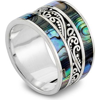 Samuel B. Abalone Bali Scroll Ring in Green And Blue at Nordstrom Rack, Size 8