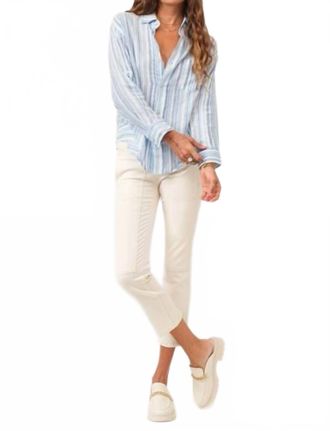 Dear John Denim Lola Oversized Button-Down Boyfriend Shirt In Blue Streak