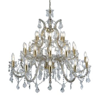 Searchlight Lampadario Marie Therese 30lt - Ottone Lucido E Cristallo Trasparente