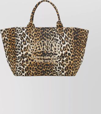 Ganni cabas xxl cotton printed tote bag