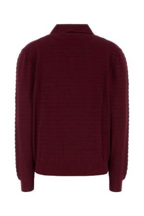 Miu Miu Womens Embroidered Cotton Polo Shirt Amaranto Exterior: Maglieria Sweater
