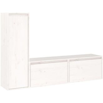 vidaXL Tv Cabinets 3 pcs White Solid Wood Pine Vidaxl