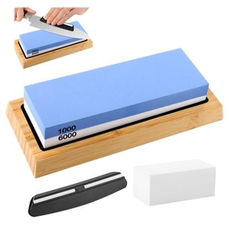OEM Afilador De Cuchillos Profesional, Piedra De Afilar 2 En 1, Azul, Corind&oacute;n Blanco, Grano Fino, Grano Extrafino