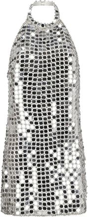 Retrof&ecirc;te sequinned halterneck dress - Silver