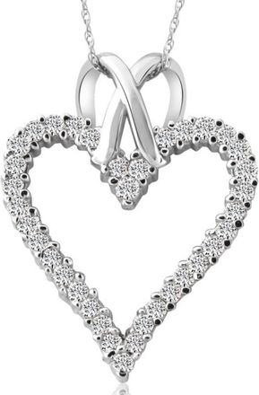 Pompeii3 1 1/10ct Diamond Heart Pendant Necklace in 14K White, Yellow or Rose Gold 1 1/4
