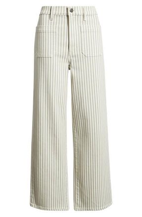 Frame Denim The Anchor High Waist Wide Leg Jeans in Flax Stripe at Nordstrom, Size 24