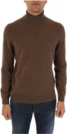 HUGO BOSS Marlo Quarter Zip Knit - Heren - Coltruien - Bruin - 3XL - Wol - Truien & Vesten